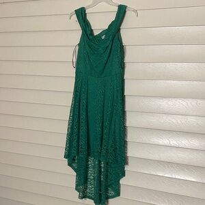 HOMRAIN Green Lace High-Low Cocktail Dress Women’s Size L